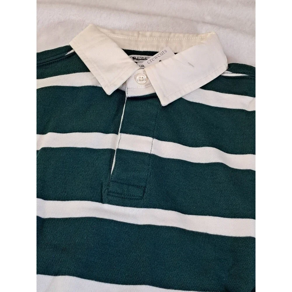Crewcuts Kids Junior Varsity Rugby Sweatshirt Size XL (12-13) Green Ivory NWT